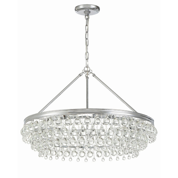 Calypso 6 Light Crystal Teardrop Polished Chrome Chandelier - Chandeliers