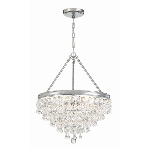 Calypso 6 Light Crystal Teardrop Polished Chrome Chandelier - Chandeliers