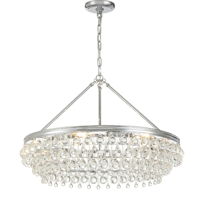 Calypso 6 Light Crystal Teardrop Polished Chrome Chandelier - Chandeliers