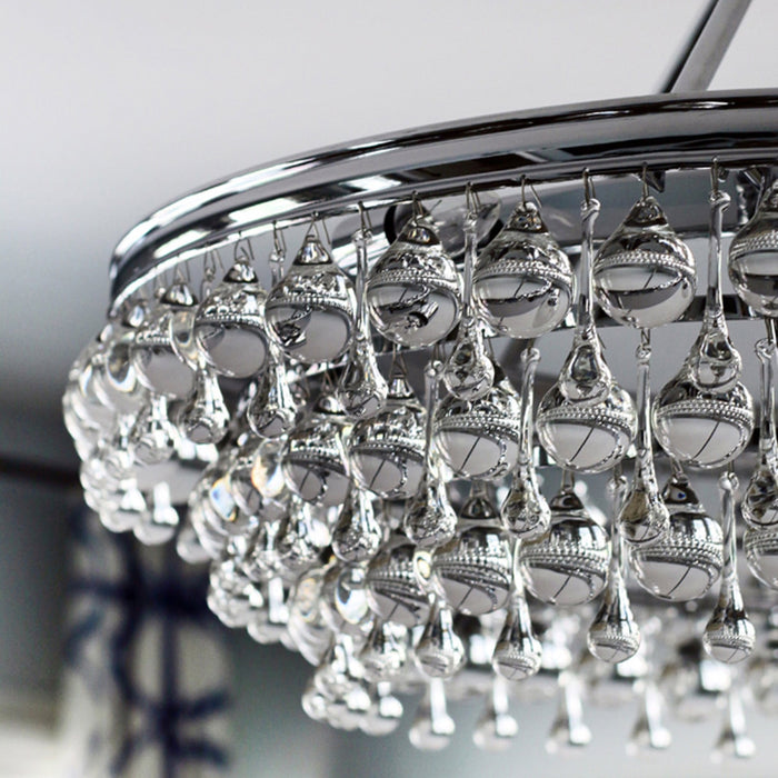 Calypso 6 Light Crystal Teardrop Polished Chrome Chandelier - Chandeliers