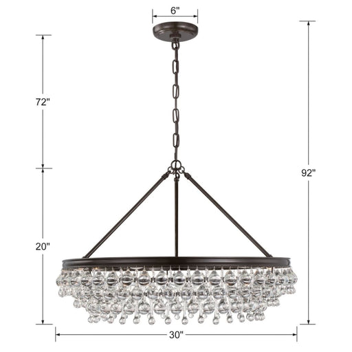 Calypso 6 Light Crystal Teardrop Vibrant Bronze Chandelier - Chandeliers