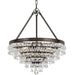 Calypso 6 Light Crystal Teardrop Vibrant Bronze Chandelier - Chandeliers