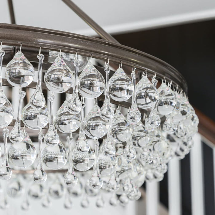 Calypso 6 Light Crystal Teardrop Vibrant Bronze Chandelier - Chandeliers