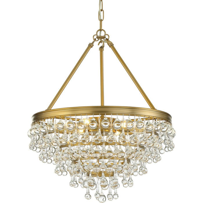 Calypso 6 Light Crystal Teardrop Vibrant Gold Chandelier - Chandeliers