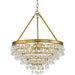 Calypso 6 Light Crystal Teardrop Vibrant Gold Chandelier - Chandeliers