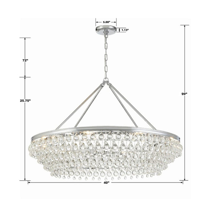 Calypso 8 Light Crystal Teardrop Polished Chrome Chandelier - Chandeliers