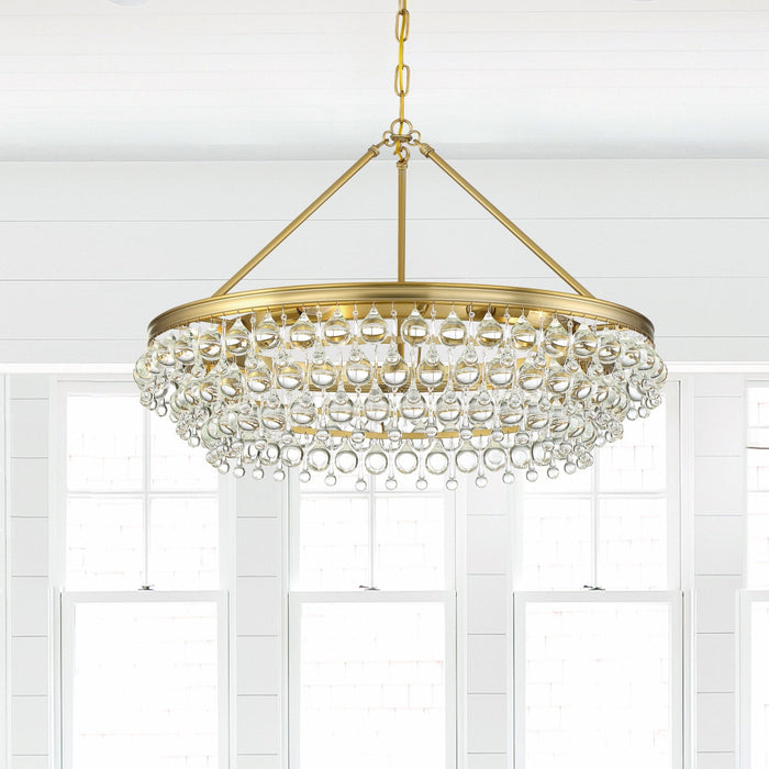 Calypso 8 Light Crystal Teardrop Vibrant Gold Chandelier - Chandeliers