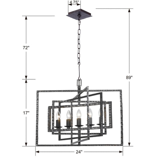 Capri 5 Light Raw Steel Chandelier - Chandeliers