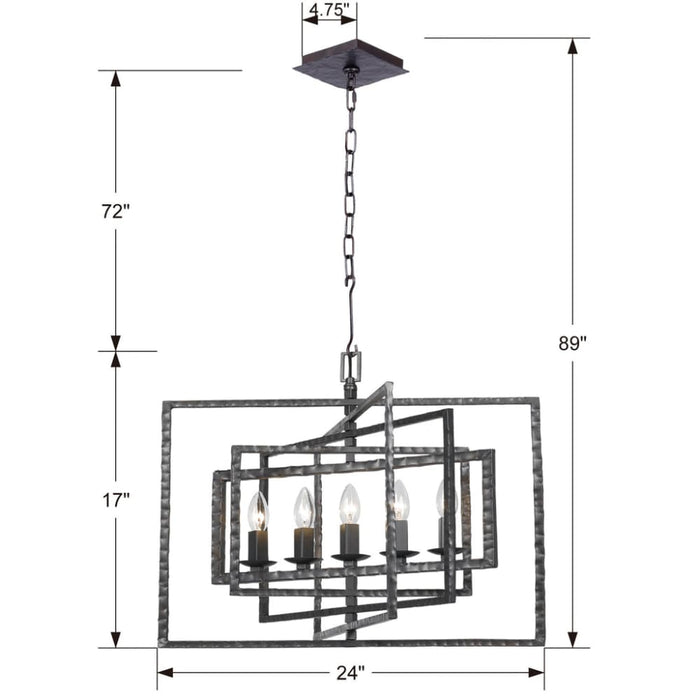 Capri 5 Light Raw Steel Chandelier - Chandeliers