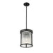 carnaby matte black 3 light pendant with ribbed glass shade