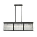 carnaby matte black 10 light linear chandelier with ribbed glass shade