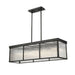 carnaby matte black 10 light linear chandelier with ribbed glass shade