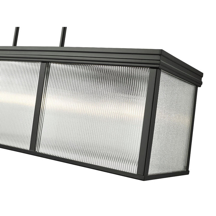 carnaby matte black 10 light linear chandelier with ribbed glass shade
