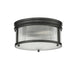 carnaby matte black 2 light flushmount with ribbed glass shade