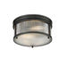 carnaby matte black 2 light flushmount with ribbed glass shade