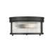 carnaby matte black 2 light flushmount with ribbed glass shade
