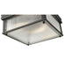 carnaby matte black 2 light square flushmount with ribbed glass shade