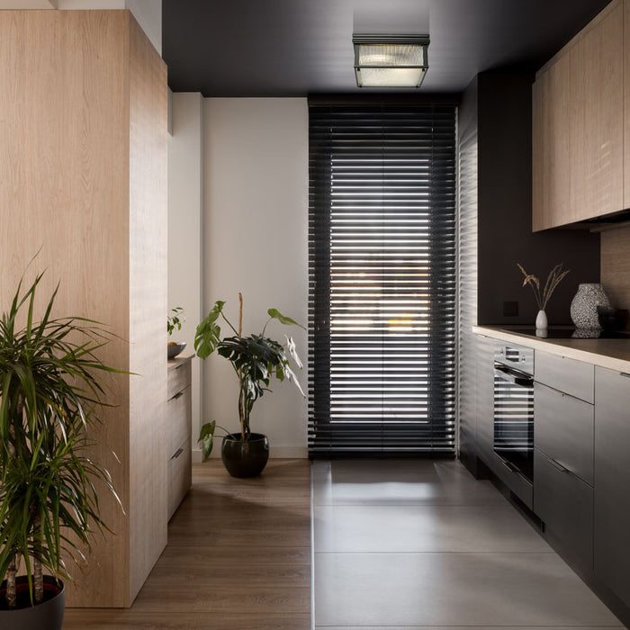 carnaby matte black 2 light square flushmount with ribbed glass shade