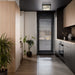 carnaby matte black 2 light square flushmount with ribbed glass shade