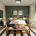 carnaby matte black 2 light square flushmount with ribbed glass shade
