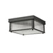 carnaby matte black 2 light square flushmount with ribbed glass shade