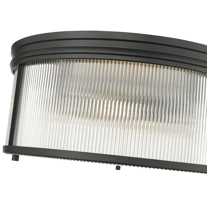 carnaby matte black 4 light flushmount with ribbed glass shade