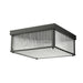 carnaby matte black 4 light square flushmount with ribbed glass shade