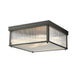 carnaby matte black 4 light square flushmount with ribbed glass shade