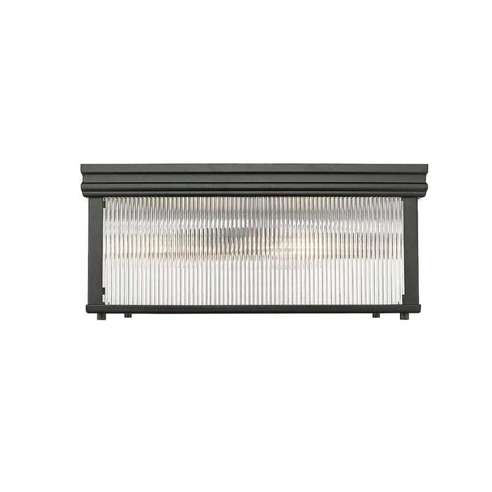 carnaby matte black 4 light square flushmount with ribbed glass shade