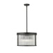 carnaby matte black 5 light pendant with ribbed glass shade