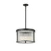 carnaby matte black 5 light pendant with ribbed glass shade