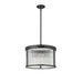 carnaby matte black 5 light pendant with ribbed glass shade