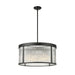 carnaby matte black 6 light pendant with ribbed glass shade