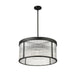 carnaby matte black 6 light pendant with ribbed glass shade