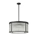 carnaby matte black 6 light pendant with ribbed glass shade