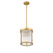 carnaby modern gold 3 light pendant with ribbed glass shade
