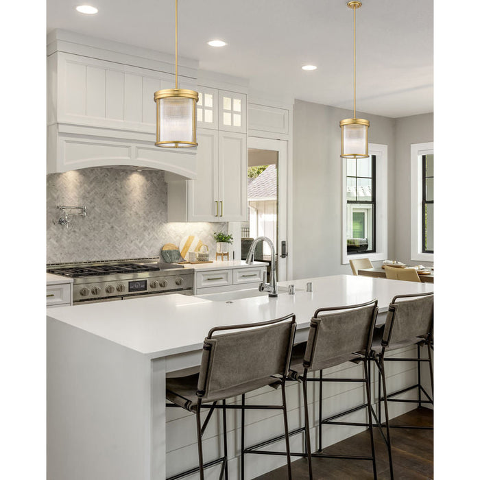 carnaby modern gold 3 light pendant with ribbed glass shade