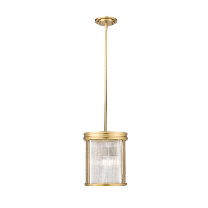carnaby modern gold 3 light pendant with ribbed glass shade