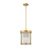 carnaby modern gold 3 light pendant with ribbed glass shade