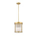 carnaby modern gold 3 light pendant with ribbed glass shade