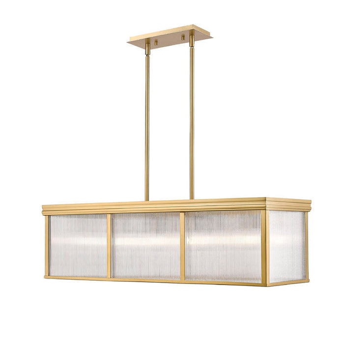 carnaby modern gold 10 light linear chandelier with ribbed glass shade