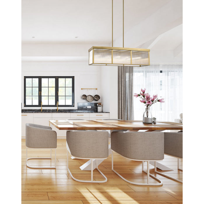 carnaby modern gold 10 light linear chandelier with ribbed glass shade