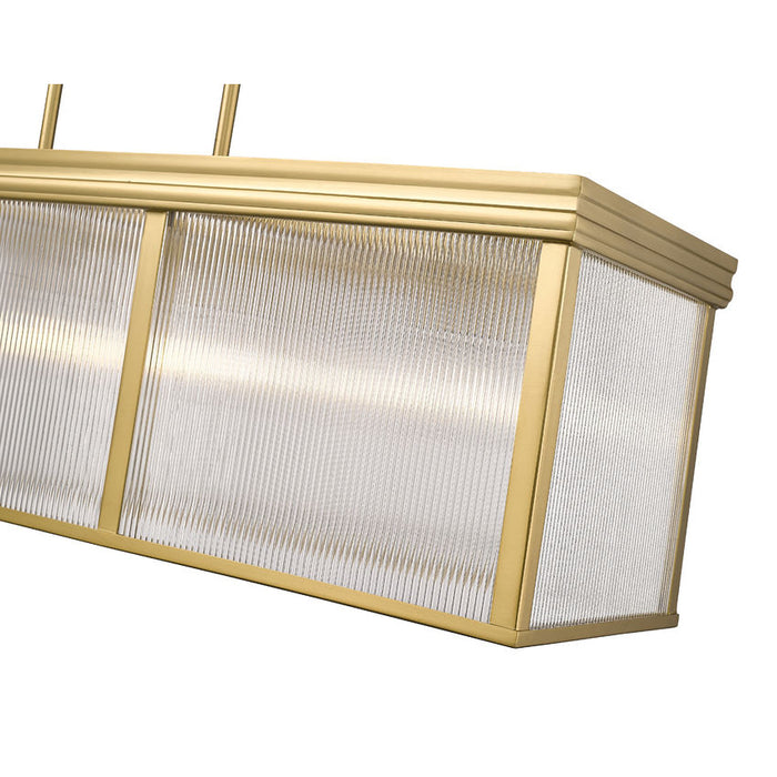 carnaby modern gold 10 light linear chandelier with ribbed glass shade