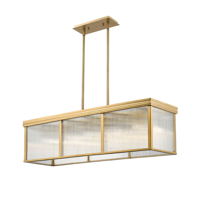 carnaby modern gold 10 light linear chandelier with ribbed glass shade