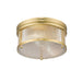 carnaby modern gold 2 light flushmount with ribbed glass shade