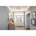 carnaby modern gold 2 light flushmount with ribbed glass shade