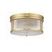 carnaby modern gold 2 light flushmount with ribbed glass shade