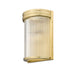 carnaby modern gold 2 light wall sconce with ribbed glass shade