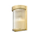 carnaby modern gold 2 light wall sconce with ribbed glass shade