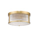 carnaby modern gold 4 light flushmount with ribbed glass shade
